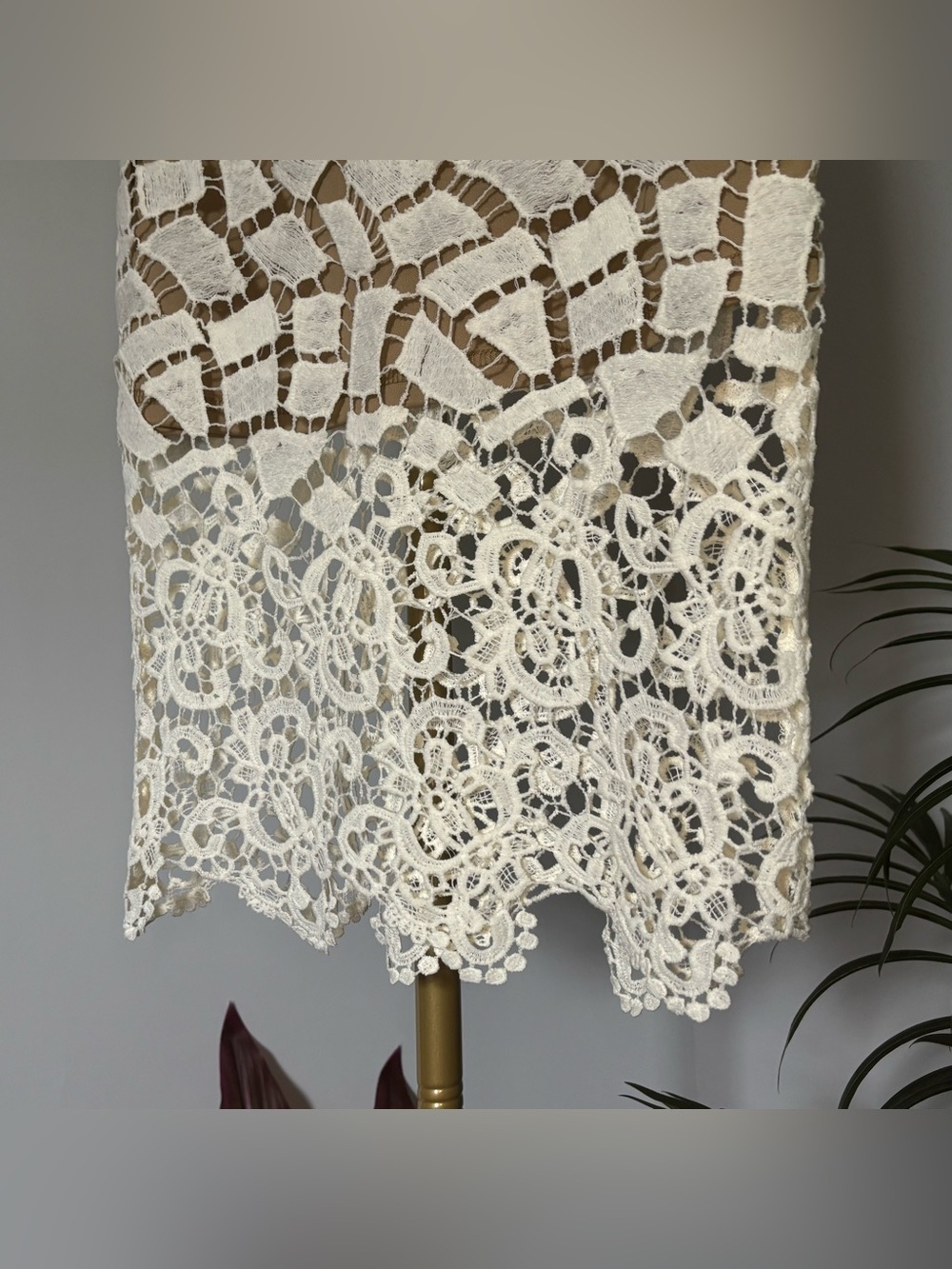 fab'rik Cream Crochet Lace Midi Skirt - Picture 6 of 16